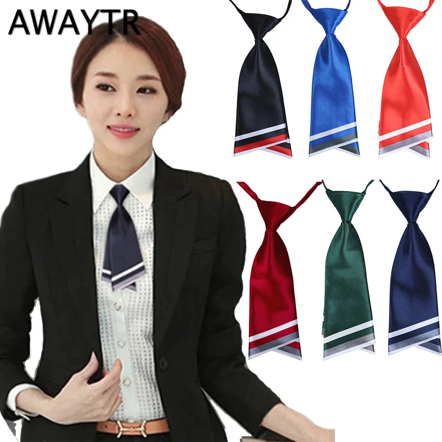 Awaytr Women Short Ties Striped Neck Ties Business Casual Cross Tie ...