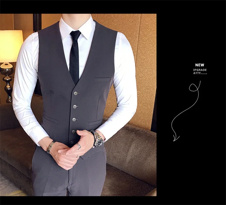 CH. КВОК Slim Fit Повседневная Для мужчин S костюм свадебный для ночного клуба платье Классический сплошной Однобортный костюмы Для мужчин комплект из 3 предметов куртка+ жилет+ брюки для девочек