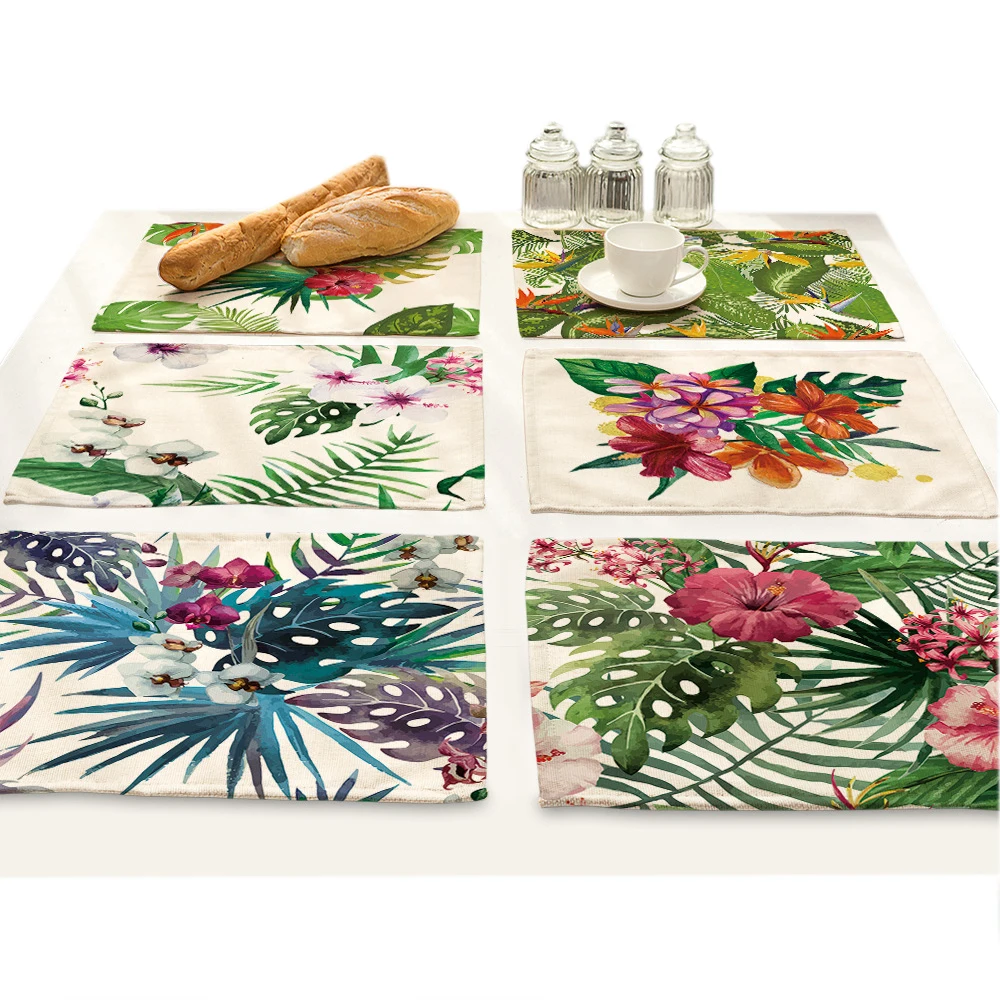 Tropic Plant Flower Bird Table Mat Flamingo Printed Cloth Placemats Coaster Kitchen Accessories Decoration Home Waterproof Pad Tropic Plant Flower Bird Table Mat Flamingo Printed Cloth Placemats Coaster Kitchen Accessories Decoration Home Waterproof Pad