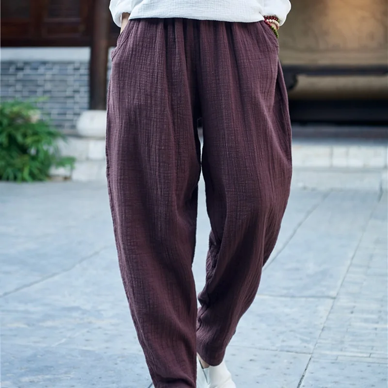 Винтажные женские брюки, весна, свободные шаровары, онлайн Китайский магазин, одноцветные эластичные традиционные штаны в китайском стиле TA1667