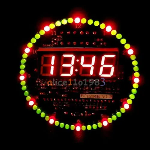 

DIY DS1302 Rotating LED Electronic Digital Clock Kit 51 SCM Learning Board 5V electronic diy kit led display module