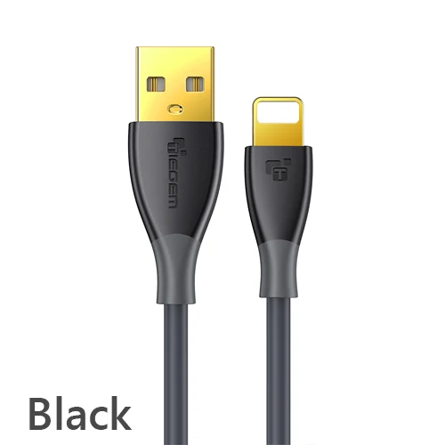 TIEGEM 2A USB зарядное устройство кабель для iPhone X 8 7 6 6s Plus Быстрая зарядка USB кабель для передачи данных для iPhone 5 5S SE iPad кабель для мобильного телефона - Цвет: Черный