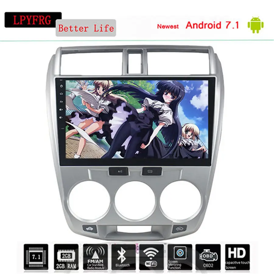 Sale 2 din Stereo FOR HONDA CITY 2008-13 Android 9.0 Car DVD player Octa Core 4G RAM 1024*600 32GB ROM gps Nav multimedia head unit 4