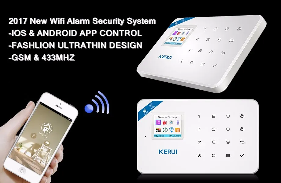 KERUI W18 беспроводное приложение управление ЖК GSM SMS Охранная сигнализация для домашней безопасности