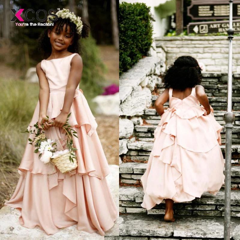 Bohemian Style Blush Pink Flower Girl Dresses For Weddings Cheap