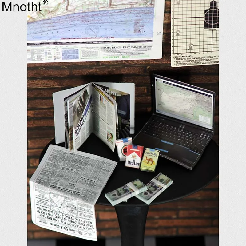 Mnotht 1:6 газета журнал компьютера карта доллар бумага набор модель для 12in солдат