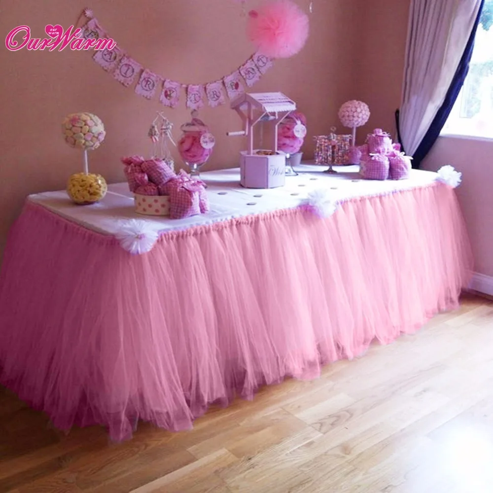 Image Many Color TUTU Table Skirt Tulle Tableware for Wedding Decor Birthday Baby Shower Party to Create Fantastic Wonderland