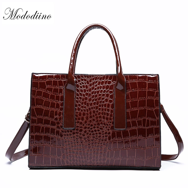 

Mododiino Crocodile Patent Women Handbags PU Leather Tote Bag Luxury Women Bags Designer Brand Crossbody Bag Trunk Bolso DNV0909