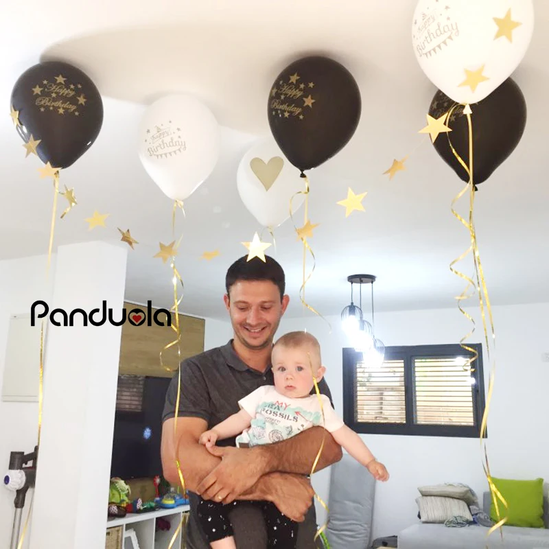 10pcs/Lot Gold Heart Printed Balloon Latex Balloons Wedding Birthday Party Decorations Helium Inflatable Globos Matt black | Дом и сад