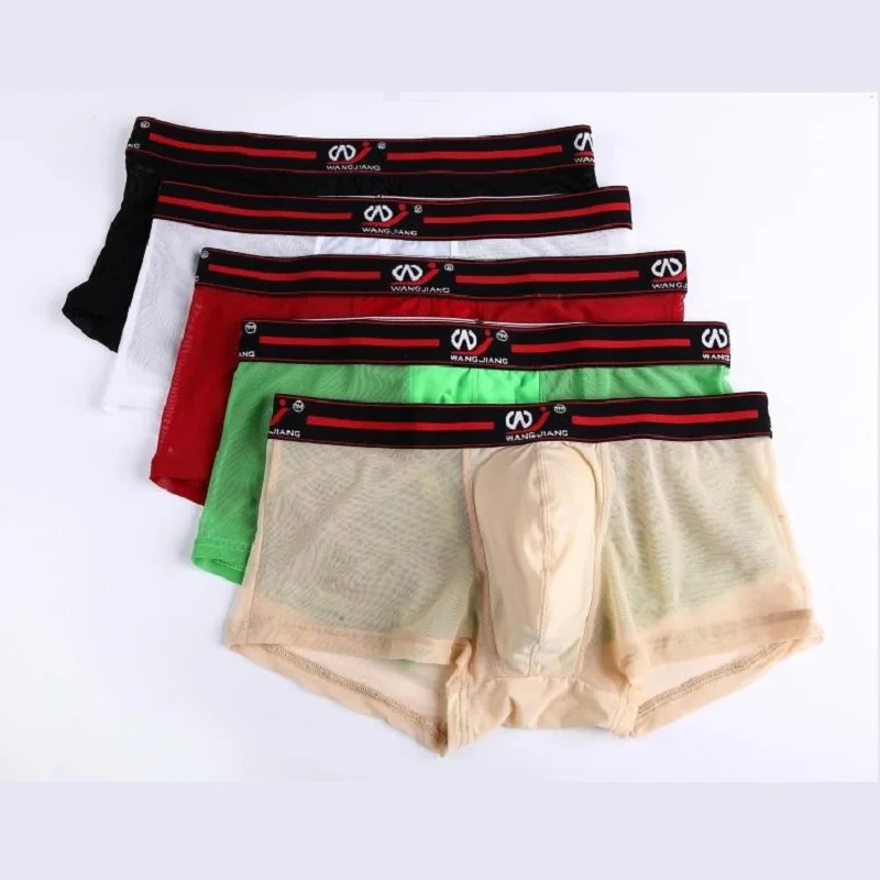 C men's underwear elastic nylon thin silky transparent low waist pants WJ 1004PJ | Мужская одежда
