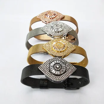 

5PCS New Fashion Eye Beads Inspired Jewelry watch belt bangle,CZ Micro Pave luckily Charm Bead Bracelet BG254