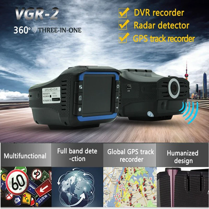 

3-in-1 Car Radar Detectors DVR Recorder Russian Dedicated Voice Broadcast GPS Camera Dash Cam Fixed / Flow Velocity Measurement