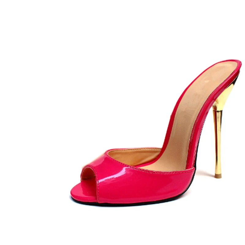 Sdtrft стилет Большой размеры: 45, 46, 47, 48, 49 50 сандалии 14 см ультра высокий тонкий каблук пикантные туфли с открытым носком красные свадебные женские шлепанцы свадебные туфли
