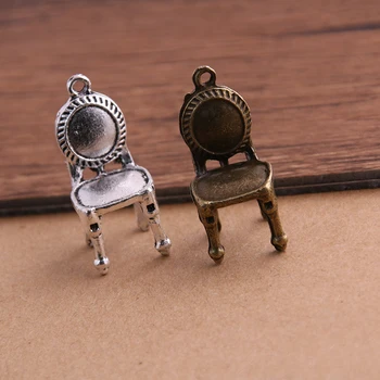 

6pcs 13*15*32mm Antique Two Color Charms Bracelet Necklace Pendant New Fashion Alloy charm Chair P6462