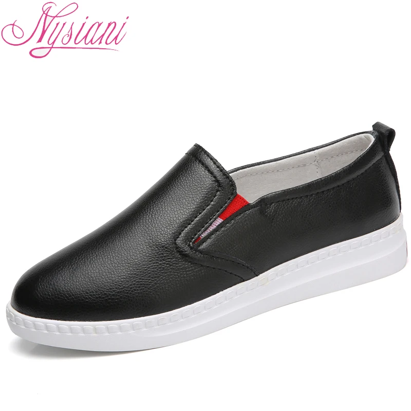 Женские кожаные кроссовки лоферы на платформе Новинка 2019 года модная женская