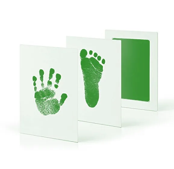 Newborn Footprint Imprint Kit Baby Inkless Pad Storage Memento Photo Frame Kits Baby Souvenir Drawer Inkless Handprint Casting - Цвет: Зеленый
