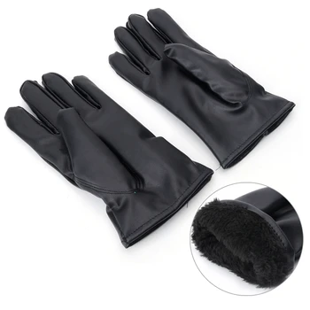 

1 Pair Black Men Women Winter Leather Gloves Motorcycle Full Finger Touch Screen Warm Gloves