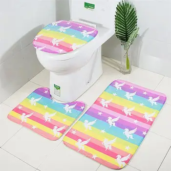 

Soft Print Bathroom Doormat Rug Mildew Proof Non-slip Bath Mat U-Shaped Toilet Mat Toilet Lid Cover for Bathroom Accessories
