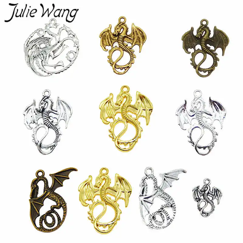 

Julie Wang 11PCS Miexd Tarrasque Demon Dragons Alloy Charms Antique Colors Pendant Earrings Findings Jewelry Making Accessory
