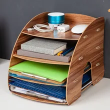 Desk-Accessories Magazine-Book File Storage Office-Desk-Organizer Wooden-Color Document