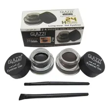 Рекомендуется подводка для глаз макияж 2 в 1 коричневый+ черный гель подводка для глаз водостойкая длительная Профессиональная подводка для глаз Косметика