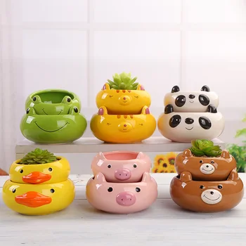 

Creative Ceramic Flower Pots Cute Cartoon Pattern Succulents Flower Pots Desktop Ornaments Garden Home Decoration