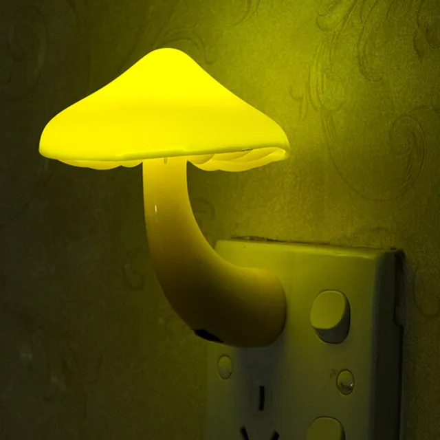 Yellow Night Lamp Mushroom Wall Socket Light Controlled Sensor Led Yellow Night Lamp Mushroom Wall Socket Light Controlled Sensor Led Lights Bedroom Baby Auto Control 110 220v 0 2w