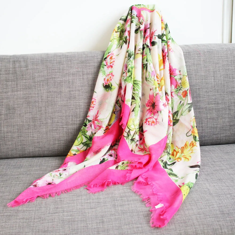 

New design bright color ladies girl fashionable floral print scarf stole shawl square patterns 130*130cm