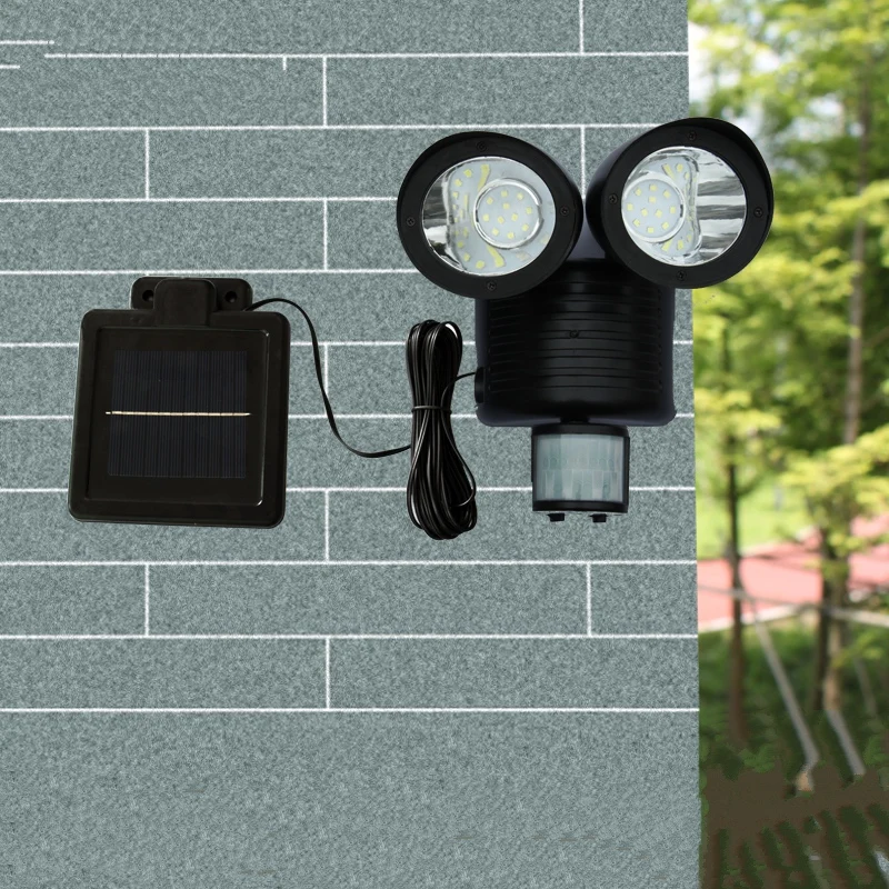 

Waterproof LED Solar Lights Outdoor Courtyard Street Road Wall Park Square Corridor Luminaire Human Sensor Double Spotlight Lamp