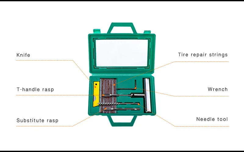 Универсальный Набор инструментов для ремонта бескамерных шин для автомобиля и велосипеда, 5 сверхпрочных полосок, набор игл для ремонта шин, набор проколов