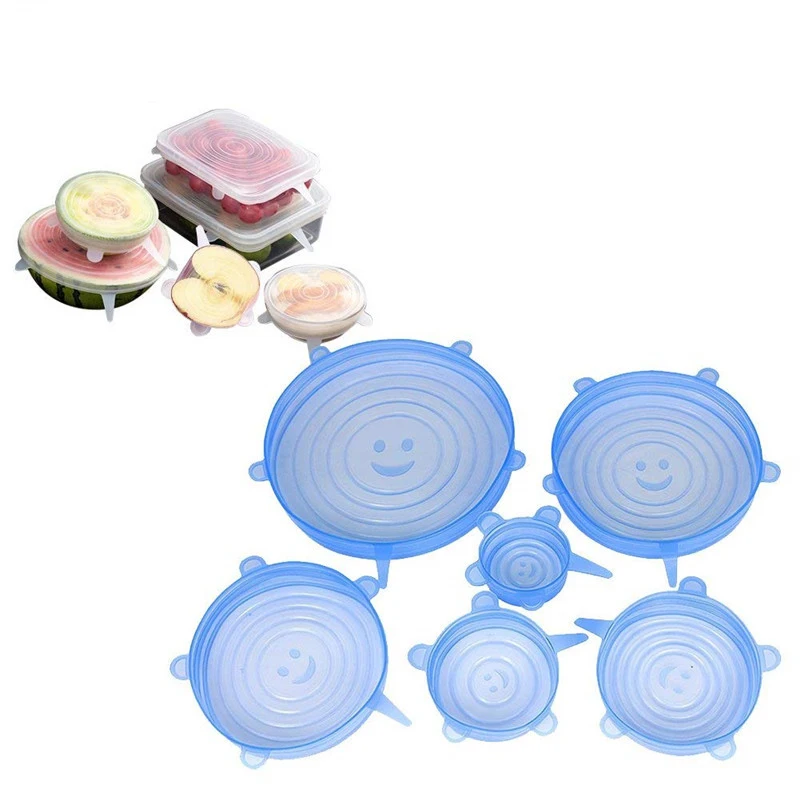 6pcs/set Silicone Storage Vacuum Cover Stretch Lid Bowl Sealed Fresh Lids | Дом и сад