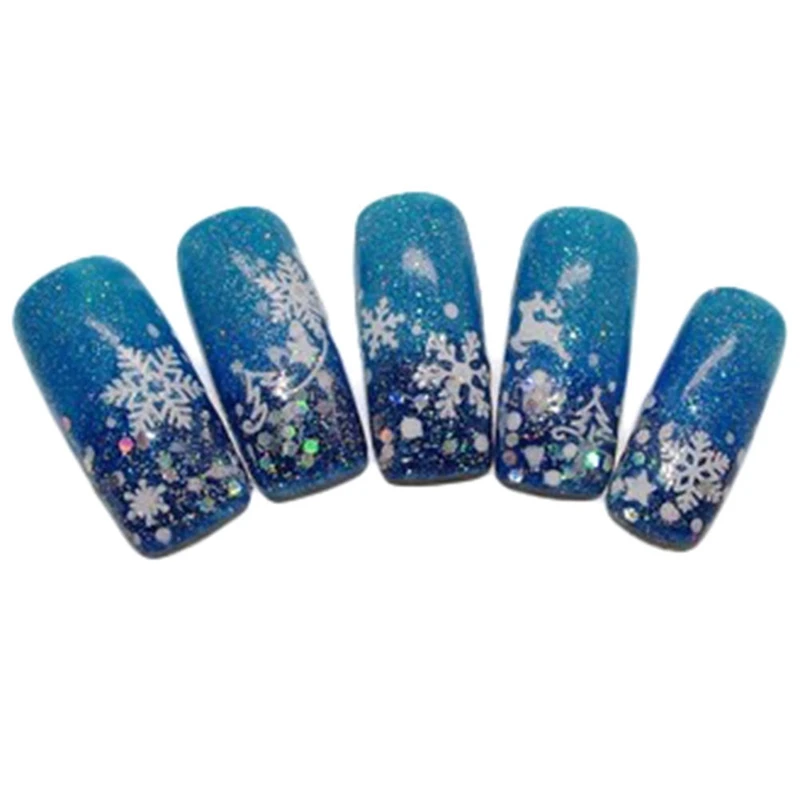 

Snowflake Snow Styles Large 3D Nail Art Nail Stickers Decal Tips White Xmas Reindeer Feather Self-adhesive Can Dropshipping