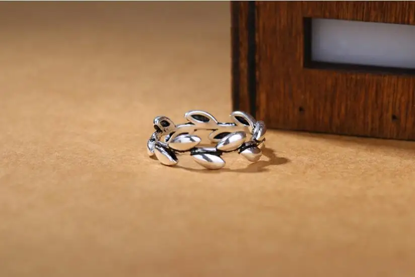Anenjery 925 пробы серебряные кольца для женщин тайские серебряные ювелирные изделия филиал этнические листья открытие указательный палец кольцо S-R271