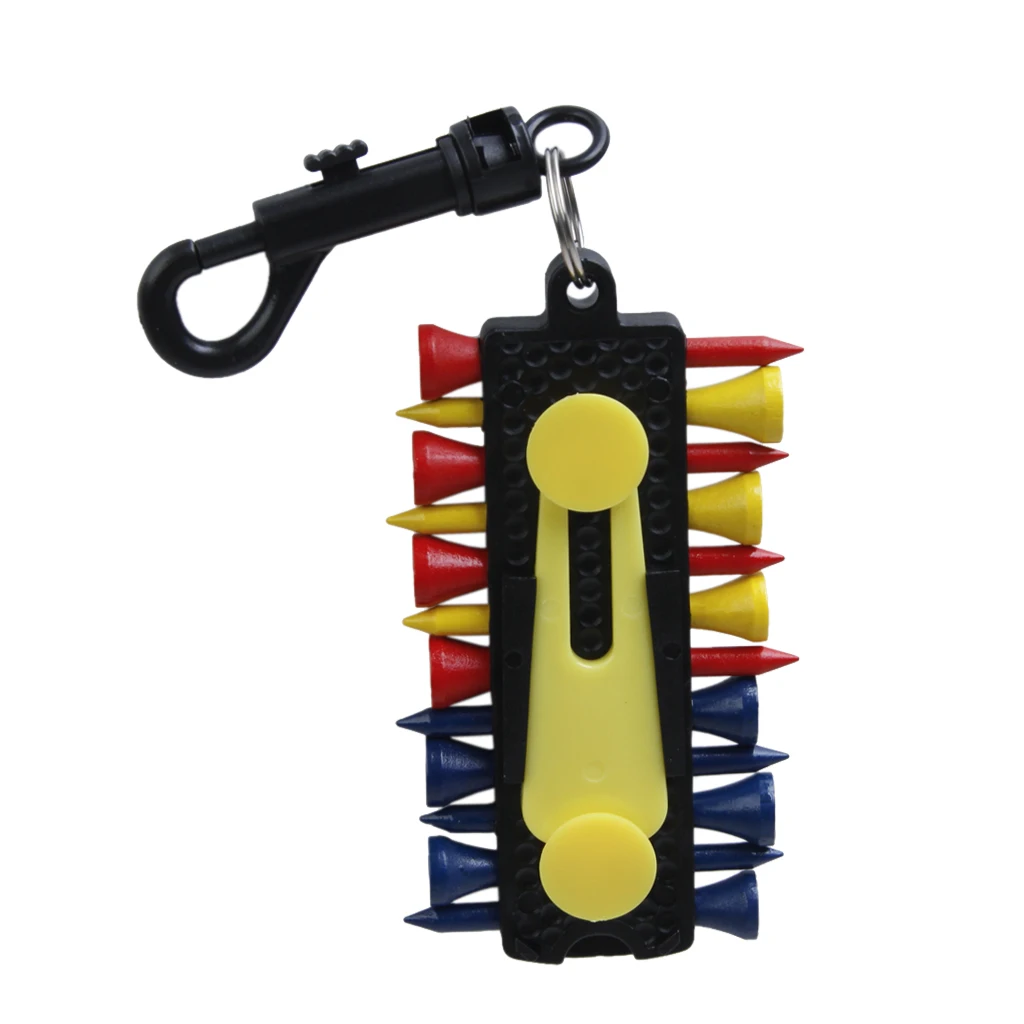 1 set Golf Tee Caddy Keeper Key Chain 12 Tees 2 Ball Markers Divot Tool Pencil Set