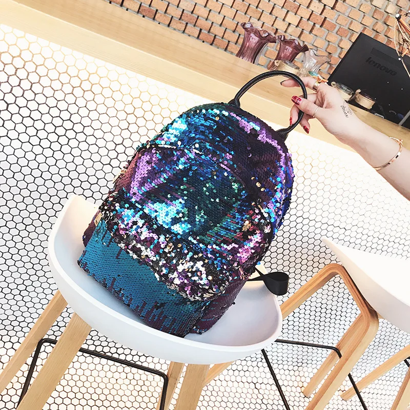 

Backpack Fashion Girl Sequins School Backpack Satchel Student Travel Panelled Shoulder backpack women FD801