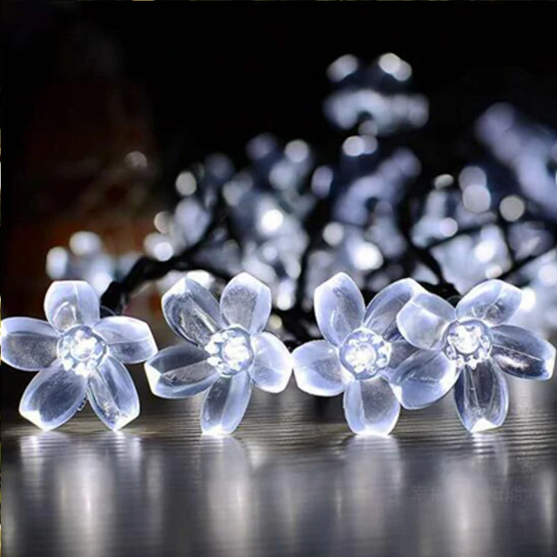 Online Sonnenlicht LED Solar Licht Pfirsich Blume Solar Lampe Power LED String Fairy Lichter Solar Girlanden Garten Weihnachten Decor Für Outdoor
