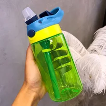 Картонная Спортивная бутылка с соломинкой бутылки для воды Bpa бесплатно без ФТАЛАТА Тритан детская ручка бутылки для воды для пешего туризма кемпинга