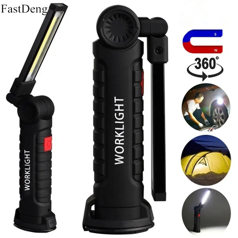 

Portable 5 Mode USB Rechargeable LED Work Light COB Magnetic Flashlight Torch Led Lanterna Hanging Hook Lamp For Outdoor Camping