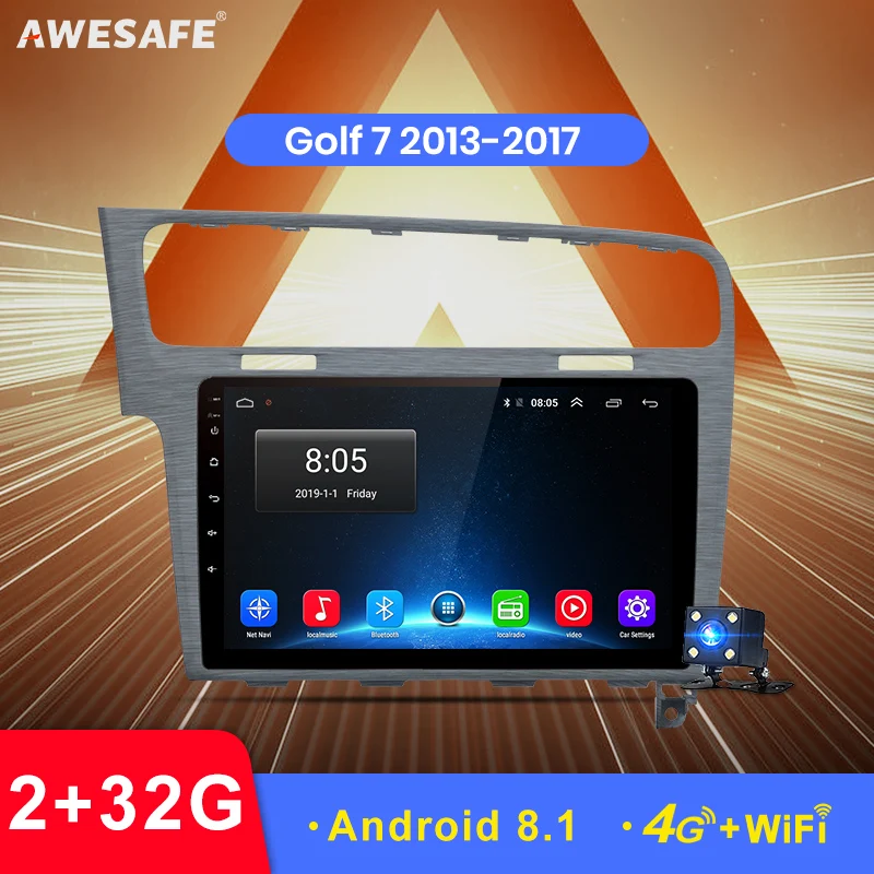 

AWESAFE 2 din Android 8.1 Car DVD radio Multimedia Player GPS Navigation for Golf 7 2013 2014 2015 head unit Stereo WIFI Bluetoo