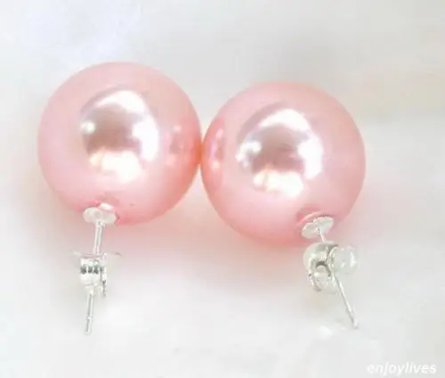 

hot sell new - Hot sale new Style >>>>10 mm Pink Shell Pearl 925 Sterling Silver Stud Earrings