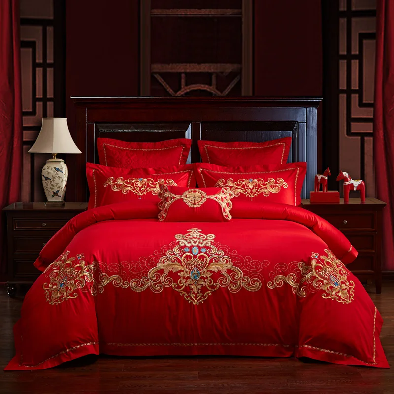 2018 Oriental embroidery bedding set luxury wedding bed ...