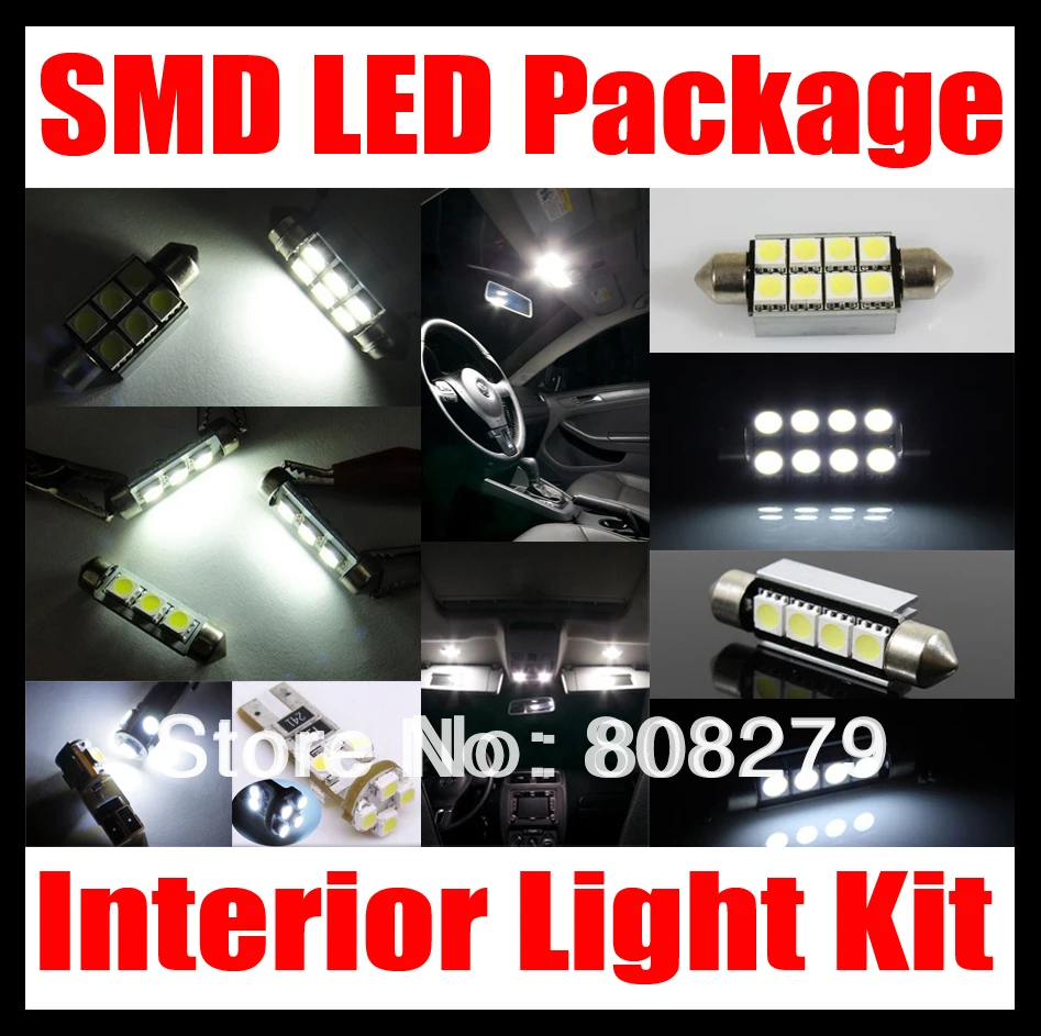 Interior Ceiling LED SMD Bulbs KIT RED CAN BUS fit VW Polo 2005
