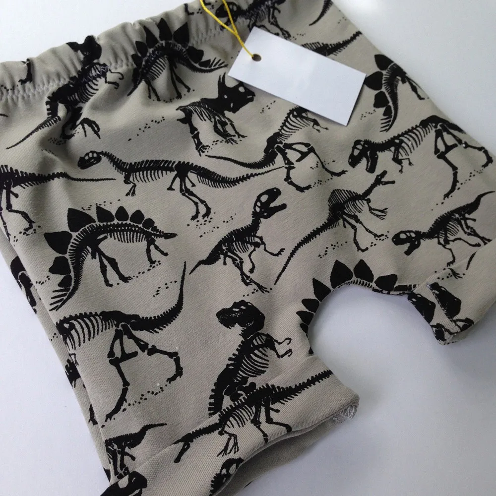 Комплект одежды для новорожденных с принтом динозавров для маленьких мальчиков, эластичные короткие штаны, JAN14