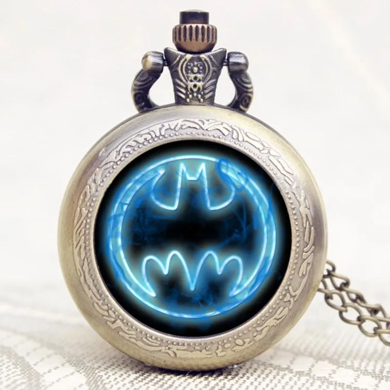 Лидер продаж Бэтмен кинематографическая тематика расширение латунь старинные карманные часы Fob часы подарок для карманные часы для