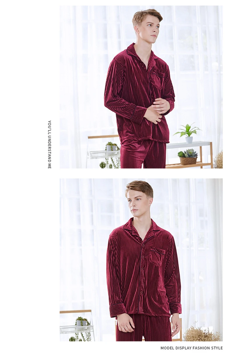 Male Pajama Sets Elegant Fashiom Sleepwear   (16)