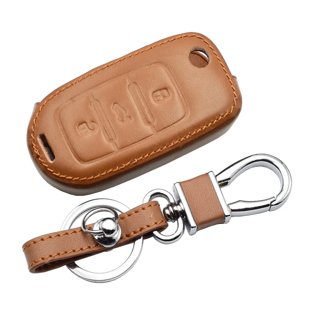 Коричневый ATOBABI розовый автомобильный чехол для ключей для Volkswagen Golf, Volkswagen Polo Beetle Passat; skoda SEAT из натуральной кожи с дистанционным брелоком, чехол для ключей для женщин - Название цвета: Коричневый