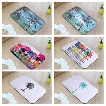 

Fashion Pop Plant Door Mat Coconut Tree Flamingo Living Room Welcome Decorative Blanket Bathroom Kitchen Non-Slip Absorbent Pad
