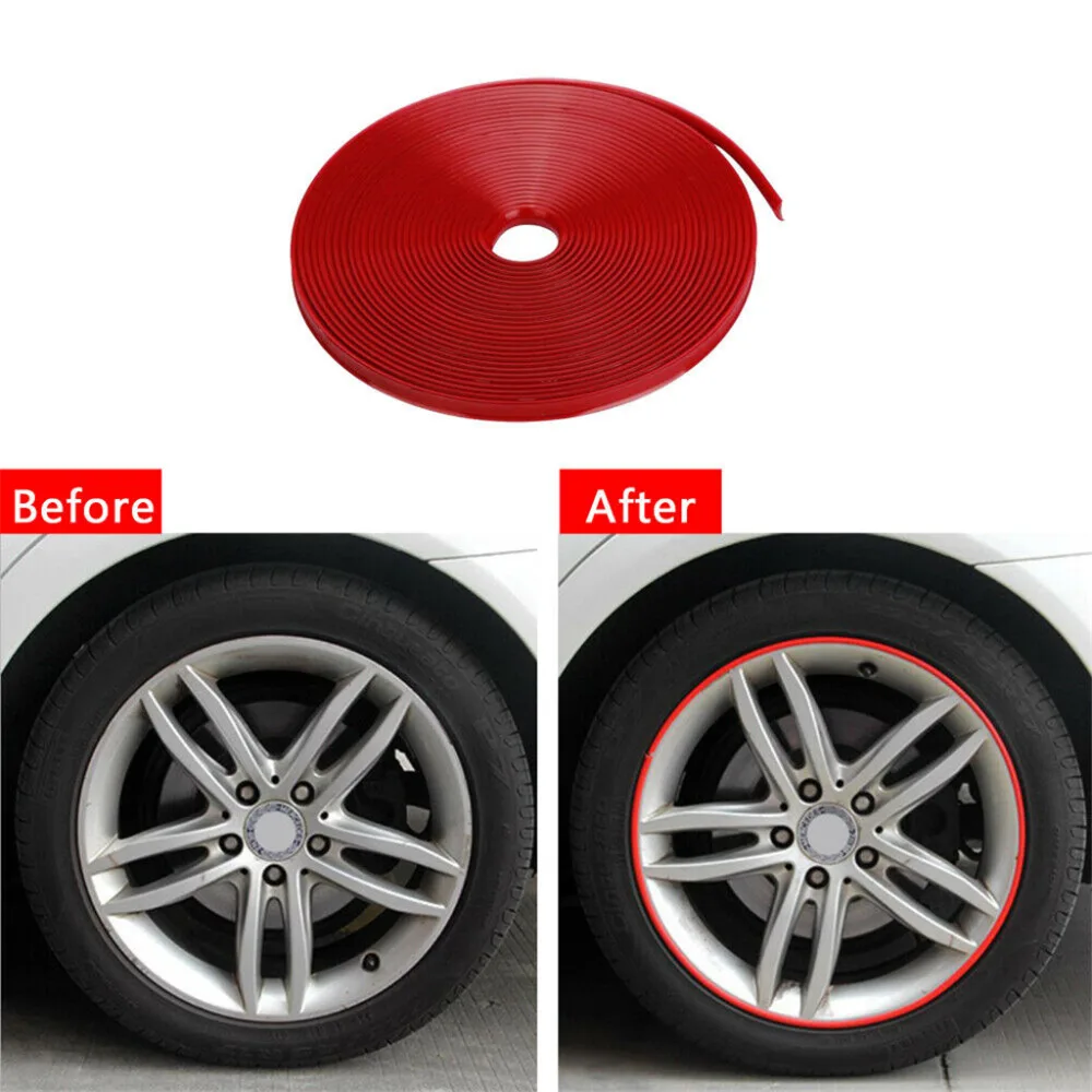 CYSTYL Automobile Car Auto Wheel Rim Protectors Rings Alloy Gators Tire Guard Rubber Moulding 8 Meter Decor Black 