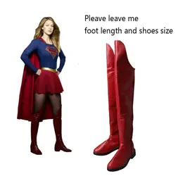 Супердевочка косплей сапоги Kara Zor-El Danvers сапоги красная обувь супергерой Хэллоуин Карнавал косплей костюмы аксессуары реквизит для