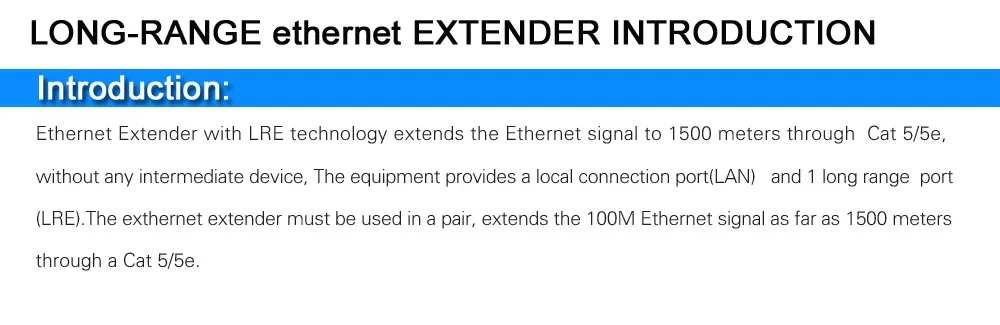 Extensor de EA512-RJ45 ethernet a 1500 medidores através do gato 5 5e